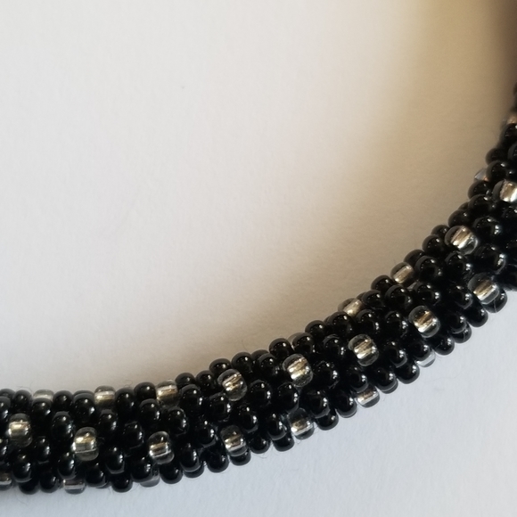 Beaded roll on bangle bracelet black seed beads glass - Picture 5 of 8